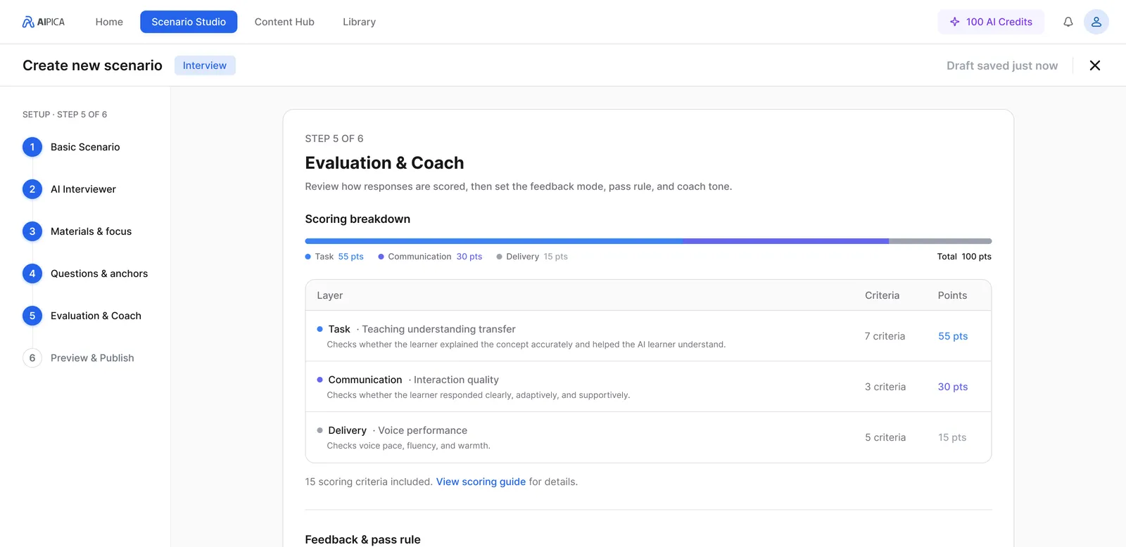 AIPICA Scenario Studio — Evaluation & Coach setup
